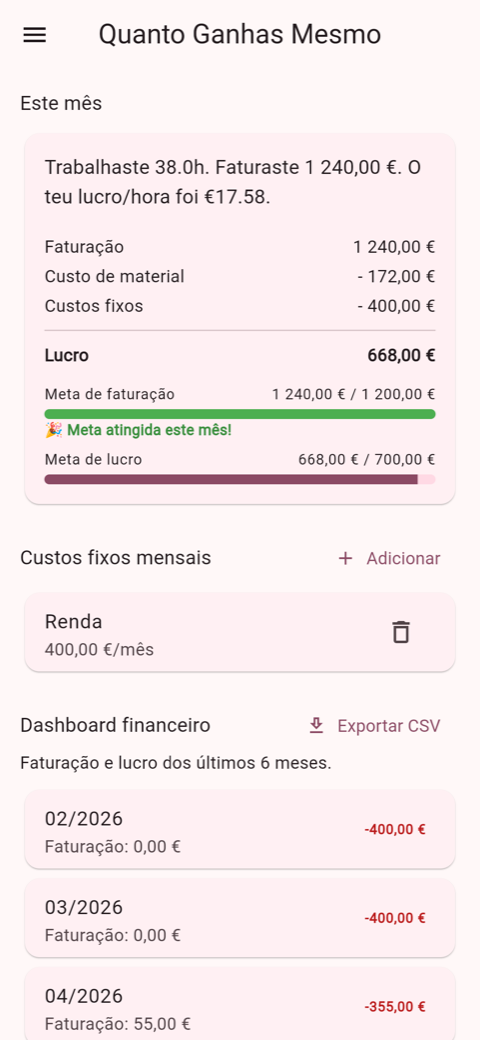 Relatório mensal do Nails Book com faturação, custos e lucro